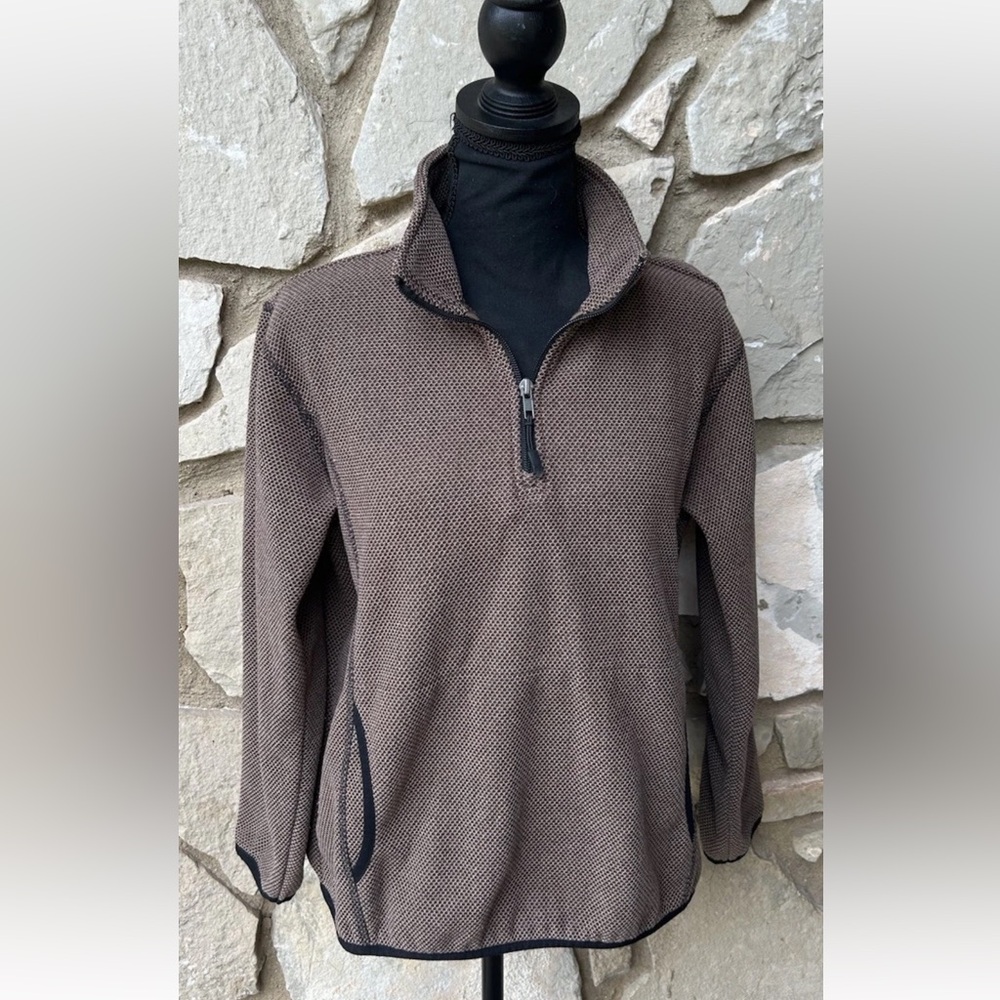 Powder River Outfitters Womens‎ L XL Brown Diamond Fleece Pullover Quarter Zip